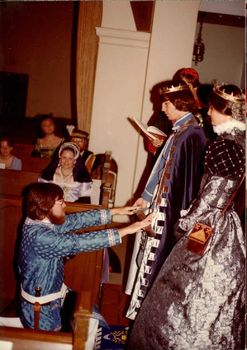 Balin and Amsha knighting AEthelred the Jute on 05/31/1980.