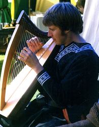 Playing at Gyldenholt Harvest Festival, 1989
