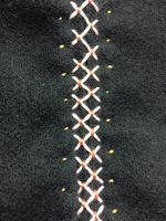 Detail of Herringbone Seam Treatment with Dupioni Silk trim.