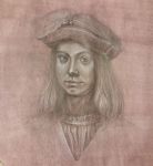 Portrait, after Boltraffio, Graphite on hand-tinted paper, 2017