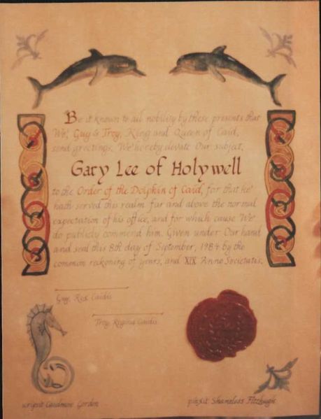 File:Dolphin Gary Lee of Holywell Art by Samilus (Shameless) Fitzhugh Calligraphy by Caedmon Gordon.jpg