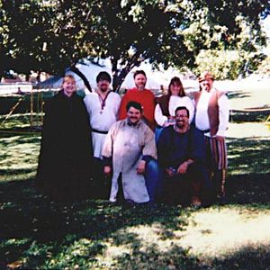 Founding Monier's Guild at the The Fall Meeting and Workshop of The Right Noble Metalworkers' Guild of Caid, 1998, in Dreiburgen (Yucaipa Adobe, San Bernardino). with Master Emmerich of Vakkerfjell OL.,OP.