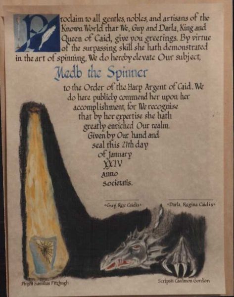 File:Harp Argent Medb the Spinner Art by Samilus Fitzhugh Calligraphy by Caedmon Gordon.jpg