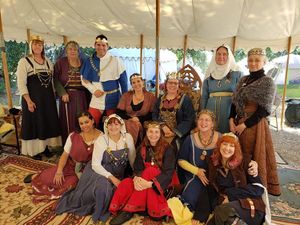 Tsyra, Lady Caid, with Companions of the Rose at Her Rose Tea at Potrero War 2019