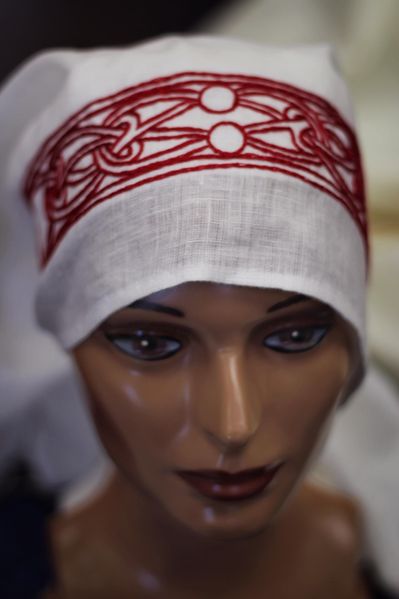File:Red Embroidered Headcovering.jpg