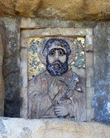 Original inspiration for Saint Geronimus found at Carlson Park at the base of Mt. Rubidoux in Riverside, California. Actually St Francis of Assisi, but a vandal broke off the nose years ago.