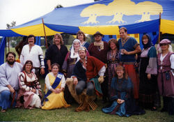 Baron Morgan Arthur ap Llewellyn with his brave archers (Photo taken in August 1991)