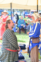Beorn receiving the Crescent from HRM Brocc, Gyldenholt/Calafia Friendship, 2025. Photo by THL Suleiman ibn Rawh
