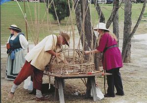 The Coracle: Glen an Tiegh demonstrates the construction of this simple wicker boat. Several were built at the first Great Western War, and its image is found at the bottom of the site token (for those who wondered what the heck that was)