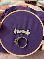 Miniature embroidery for a necklace pendant to be worn by Chancellor of the Citizenry of the Fading Lands. 2023