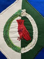 Close up of embroidery on Market Bag for Queen Drada. (1/8/2022)