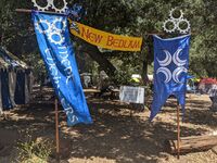 Silk flags painted for Inept Engineers. 2019