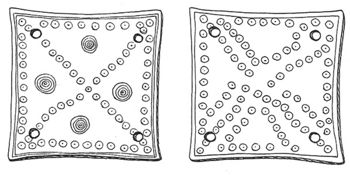 Fig. 6. Table-weaving cards; front (left) and back (right)