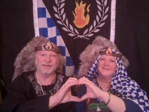 Robartach and Gyda attend Virtual Caid Court (9 Jan AS LV)