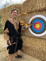 Robert the Best shooting target archery at Potrero War A.S. LVII (2022).