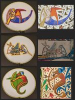 "Angel, playing harp, emerging from horn," "A rabbit plays the pipe-organ as a dog works the bellows," and reference Prayer Book of Charles the Bold.