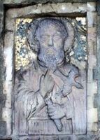 Original inspiration for Saint Geronimus found at Carlson Park at the base of Mt. Rubidoux in Riverside, California. Actually St Francis of Assisi, but a vandal broke off the nose years ago.
